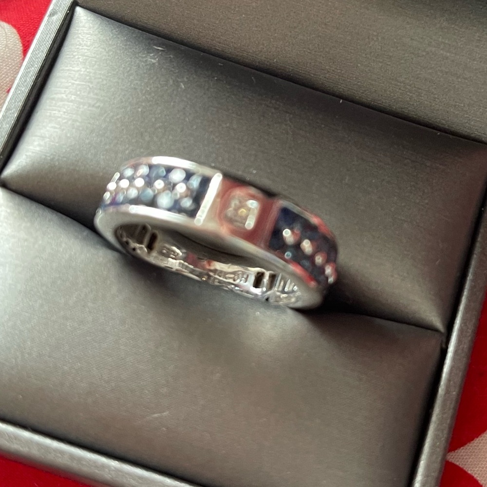 14k Mens Effy Diamond and Sapphire Ring size 10
